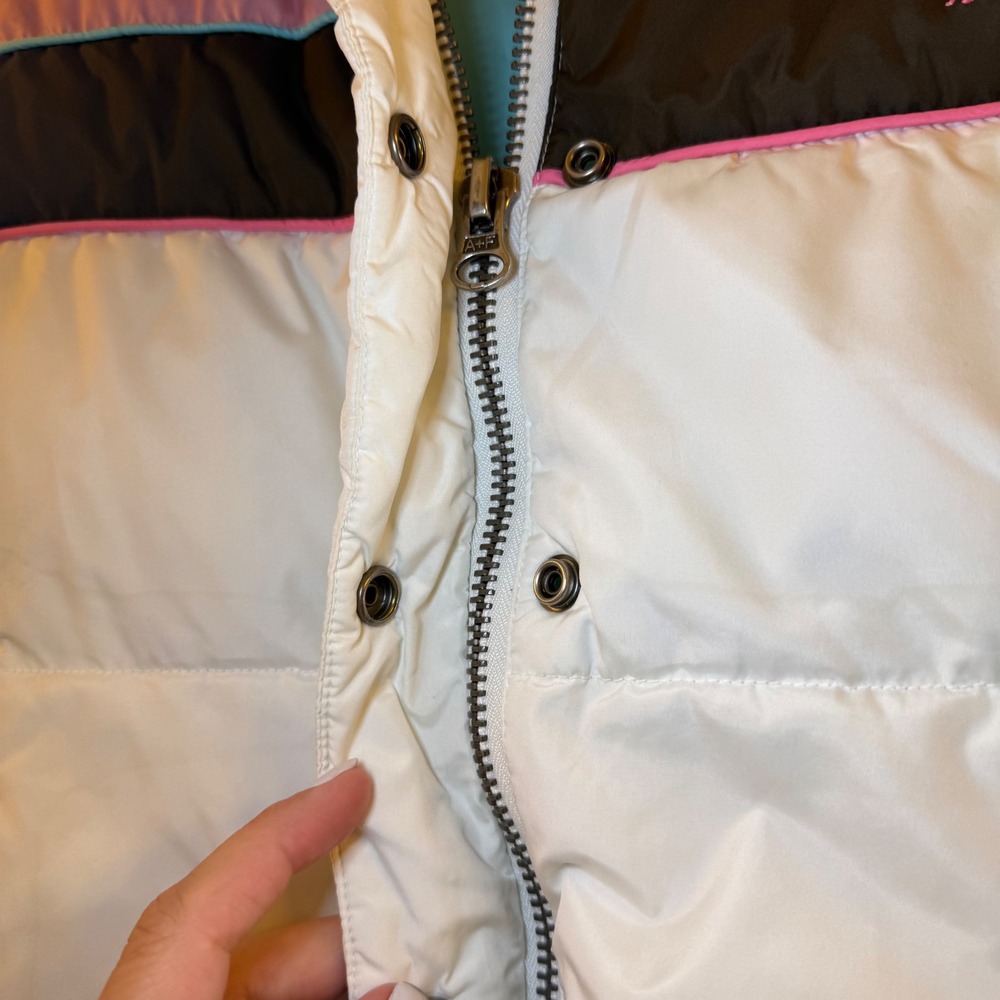 Abercrombie Fitch Puffer Vest Womens M Color Block Down Quilted Full Zip - Picture 4 of 7